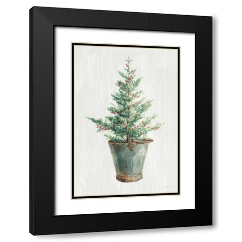 White and Bright Christmas Tree I Black Modern Wood Framed Art Print with Double Matting by Nai, Danhui