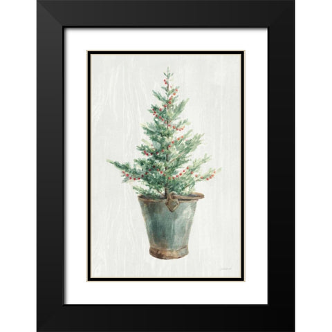 White and Bright Christmas Tree I Black Modern Wood Framed Art Print with Double Matting by Nai, Danhui