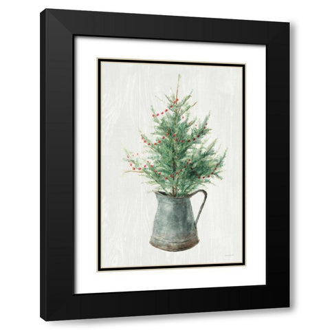 White and Bright Christmas Tree II Black Modern Wood Framed Art Print with Double Matting by Nai, Danhui