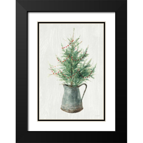 White and Bright Christmas Tree II Black Modern Wood Framed Art Print with Double Matting by Nai, Danhui