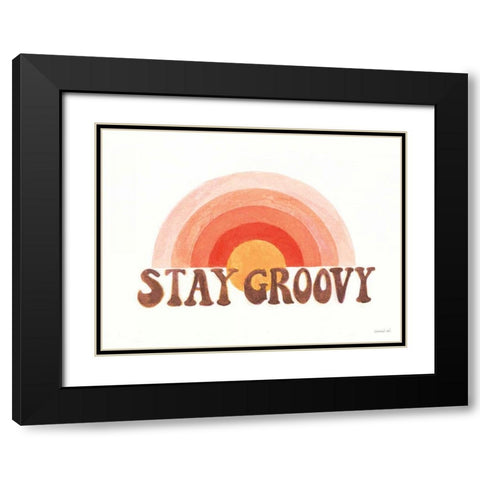 Stay Groovy Black Modern Wood Framed Art Print with Double Matting by Nai, Danhui