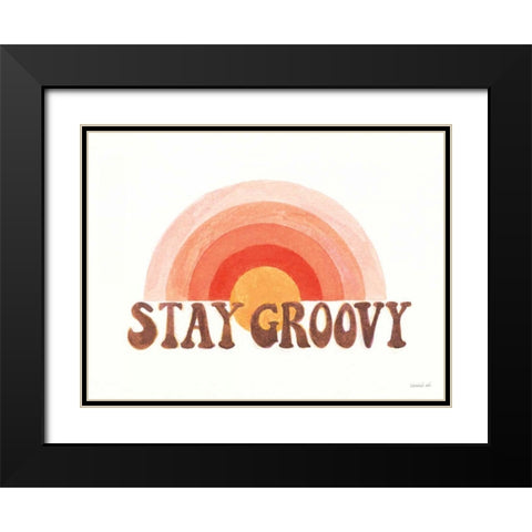 Stay Groovy Black Modern Wood Framed Art Print with Double Matting by Nai, Danhui