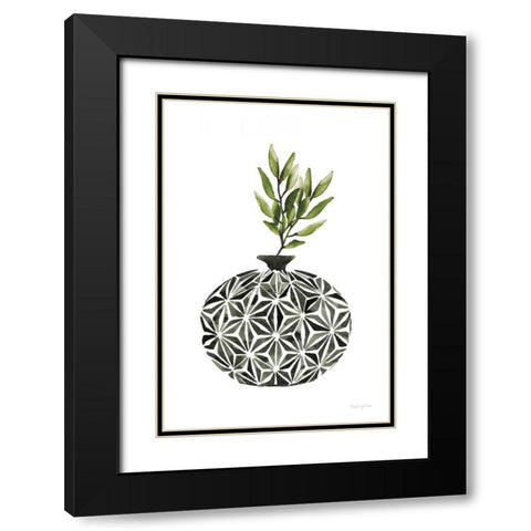 Geometric Vases IV Green Black Modern Wood Framed Art Print with Double Matting by Charro, Mercedes Lopez