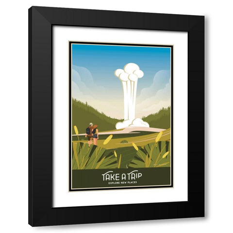 Take a Trip Black Modern Wood Framed Art Print with Double Matting by Escalante, Omar