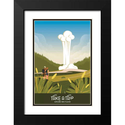 Take a Trip Black Modern Wood Framed Art Print with Double Matting by Escalante, Omar