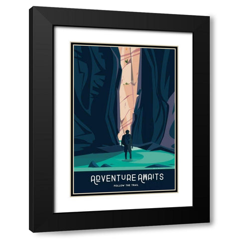 Adventure Awaits Black Modern Wood Framed Art Print with Double Matting by Escalante, Omar