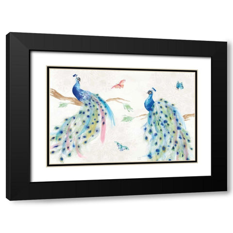 Peacock Glory I Black Modern Wood Framed Art Print with Double Matting by June, Dina