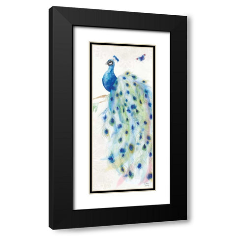 Peacock Glory III Black Modern Wood Framed Art Print with Double Matting by June, Dina