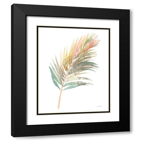 Boho Tropical Leaf III on White Black Modern Wood Framed Art Print with Double Matting by Nai, Danhui