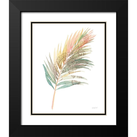 Boho Tropical Leaf III on White Black Modern Wood Framed Art Print with Double Matting by Nai, Danhui