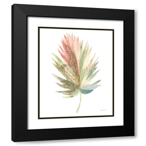 Boho Tropical Leaf IV on White Black Modern Wood Framed Art Print with Double Matting by Nai, Danhui