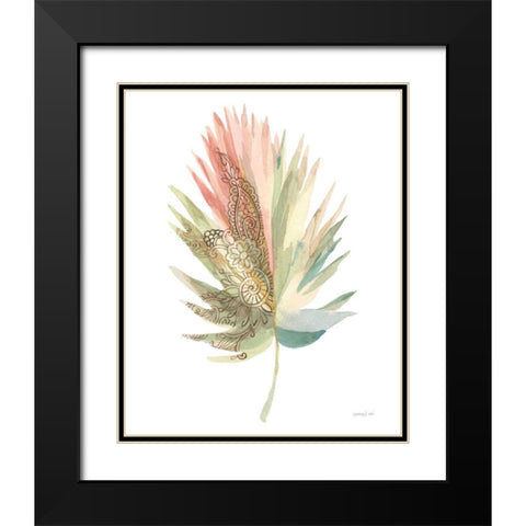 Boho Tropical Leaf IV on White Black Modern Wood Framed Art Print with Double Matting by Nai, Danhui