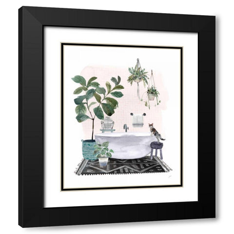 Courtyard Bath Black Modern Wood Framed Art Print with Double Matting by Panganiban, Karyn