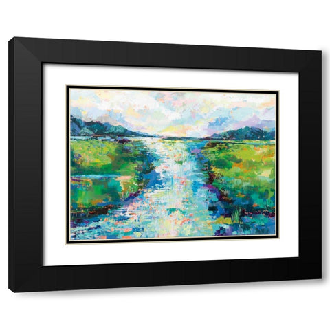 Staccato Black Modern Wood Framed Art Print with Double Matting by Vertentes, Jeanette