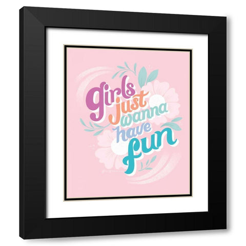 Girls I Pink Black Modern Wood Framed Art Print with Double Matting by Graham, Gia