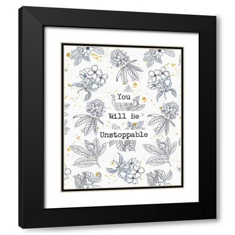 Indigo Blooms Unstoppable Black Modern Wood Framed Art Print with Double Matting by Wild Apple Portfolio