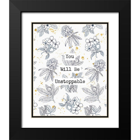 Indigo Blooms Unstoppable Black Modern Wood Framed Art Print with Double Matting by Wild Apple Portfolio