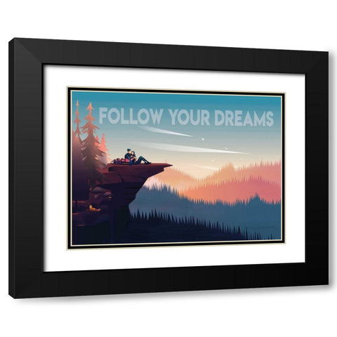 Follow Your Dreams Black Modern Wood Framed Art Print with Double Matting by Escalante, Omar