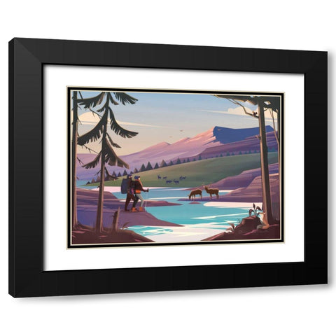 The River Black Modern Wood Framed Art Print with Double Matting by Escalante, Omar