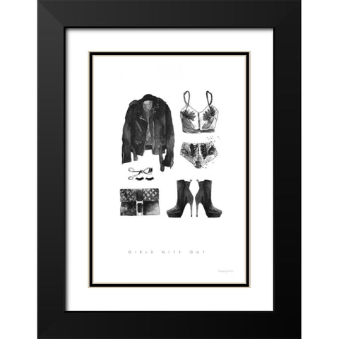 Back to Black III Black Modern Wood Framed Art Print with Double Matting by Charro, Mercedes Lopez