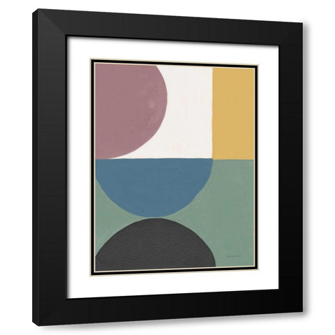 Colorful Retro Abstract V Black Modern Wood Framed Art Print with Double Matting by Nai, Danhui