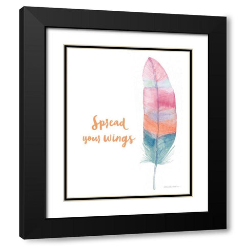 Boho Feathers II Inspiration Black Modern Wood Framed Art Print with Double Matting by McKenna, Kathleen Parr