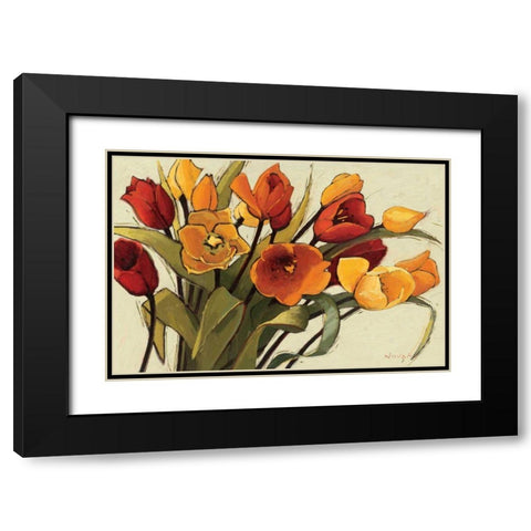 Tulip Time Black Modern Wood Framed Art Print with Double Matting by Novak, Shirley