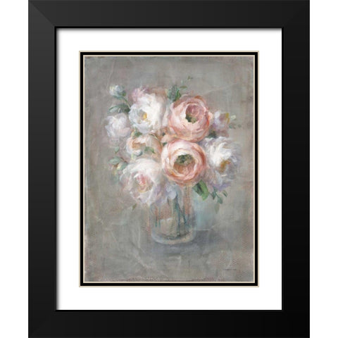 Pale Summer Blooms I Black Modern Wood Framed Art Print with Double Matting by Nai, Danhui