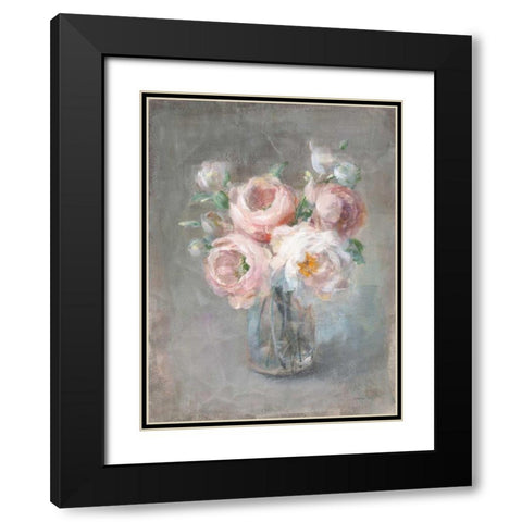 Pale Summer Blooms II Black Modern Wood Framed Art Print with Double Matting by Nai, Danhui