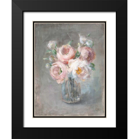 Pale Summer Blooms II Black Modern Wood Framed Art Print with Double Matting by Nai, Danhui