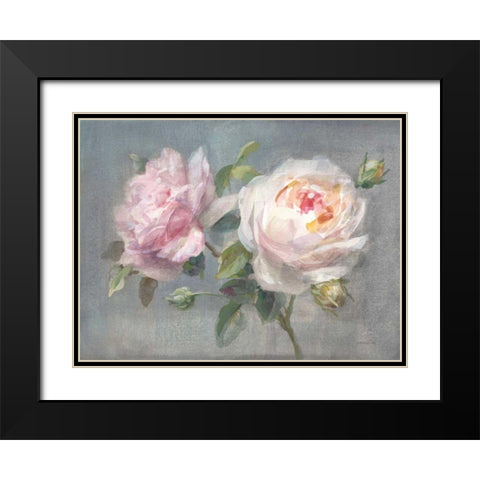 Lovely Roses Black Modern Wood Framed Art Print with Double Matting by Nai, Danhui