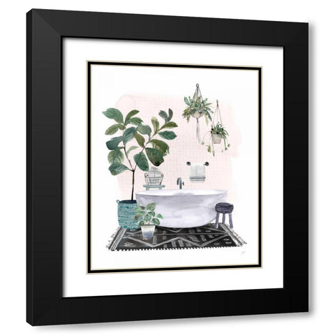 Courtyard Bath No Cat Black Modern Wood Framed Art Print with Double Matting by Panganiban, Karyn