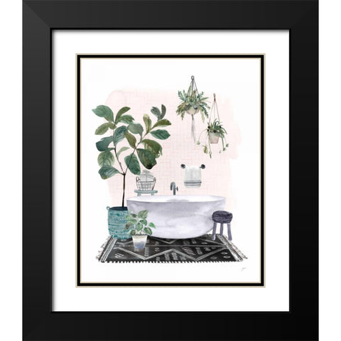 Courtyard Bath No Cat Black Modern Wood Framed Art Print with Double Matting by Panganiban, Karyn