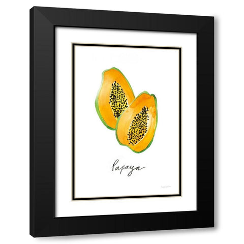 Papayas Black Modern Wood Framed Art Print with Double Matting by Charro, Mercedes Lopez