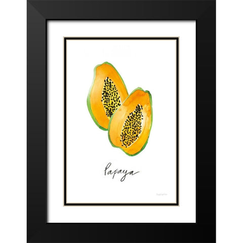 Papayas Black Modern Wood Framed Art Print with Double Matting by Charro, Mercedes Lopez