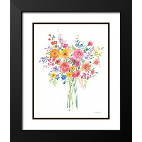 Sunshine Flowers Black Modern Wood Framed Art Print with Double Matting by Nai, Danhui