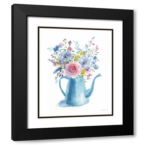 Farmstand Flowers Black Modern Wood Framed Art Print with Double Matting by Nai, Danhui
