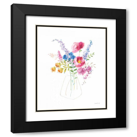 Semi Abstract Floral Black Modern Wood Framed Art Print with Double Matting by Nai, Danhui