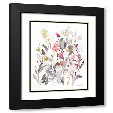 Breezy Florals I Black Modern Wood Framed Art Print with Double Matting by Nai, Danhui