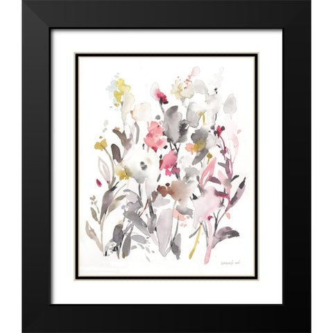 Breezy Florals I Black Modern Wood Framed Art Print with Double Matting by Nai, Danhui