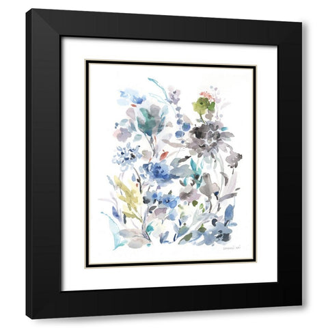 Breezy Florals II Black Modern Wood Framed Art Print with Double Matting by Nai, Danhui