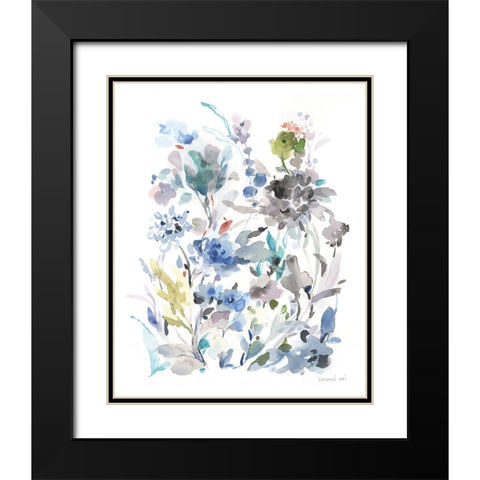 Breezy Florals II Black Modern Wood Framed Art Print with Double Matting by Nai, Danhui