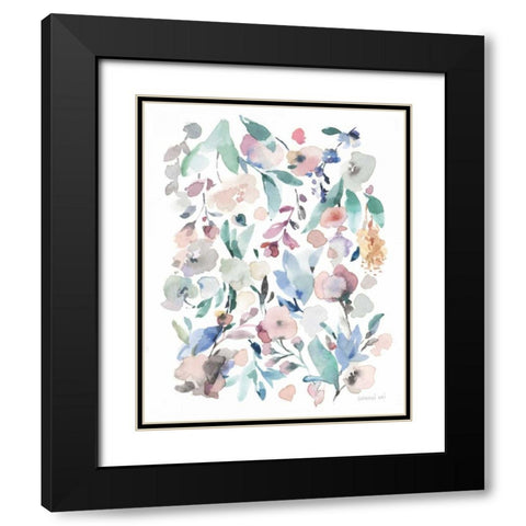 Breezy Florals III Black Modern Wood Framed Art Print with Double Matting by Nai, Danhui