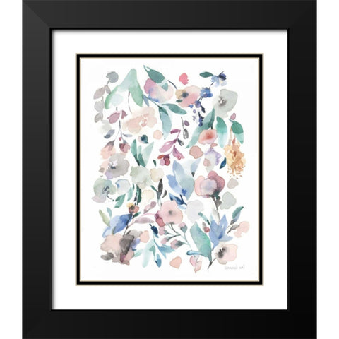 Breezy Florals III Black Modern Wood Framed Art Print with Double Matting by Nai, Danhui