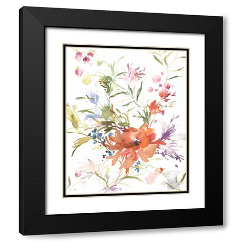 Breezy Florals IV Black Modern Wood Framed Art Print with Double Matting by Nai, Danhui