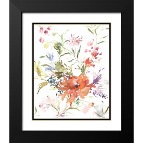 Breezy Florals IV Black Modern Wood Framed Art Print with Double Matting by Nai, Danhui