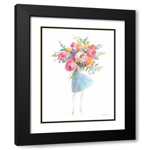 Bursting with Flowers Black Modern Wood Framed Art Print with Double Matting by Nai, Danhui