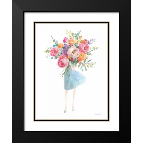 Bursting with Flowers Black Modern Wood Framed Art Print with Double Matting by Nai, Danhui