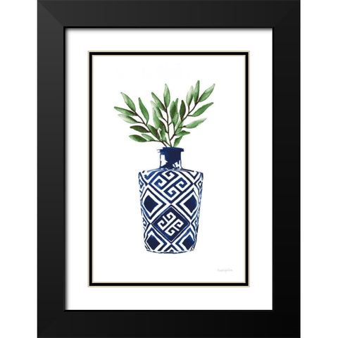 Cobalt Geometric Vases III Black Modern Wood Framed Art Print with Double Matting by Charro, Mercedes Lopez