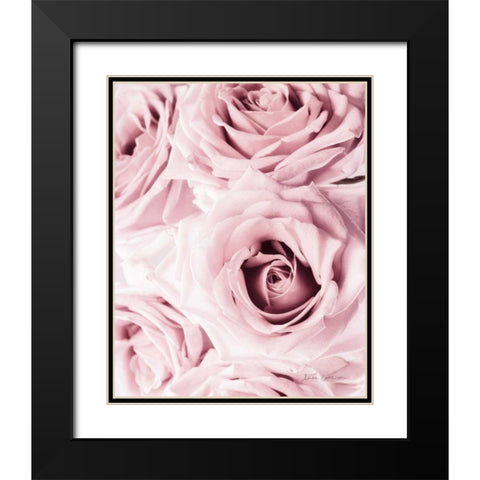 Pink Rose Cluster Crop Black Modern Wood Framed Art Print with Double Matting by Catterall, Elise